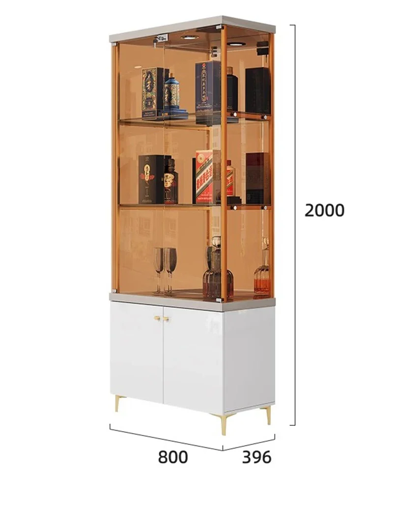 Kabinet anggur Display mewah kaki logam ruang tamu pameran mengumpulkan Model kabinet anggur Display Case Vitrinas Bar Furniture LVWC