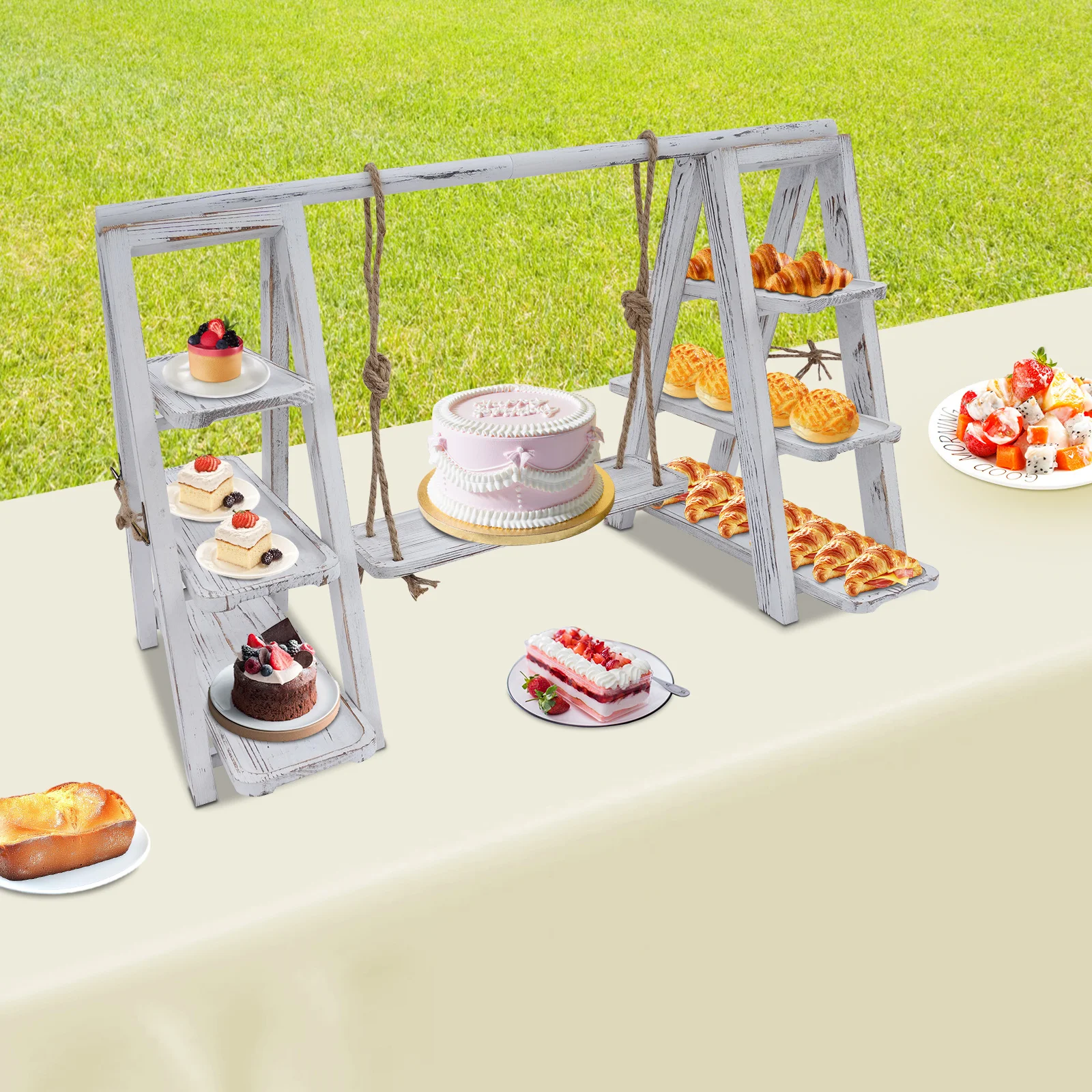 

3-х уровневая сервировочная лестница из высококачественного материала, набор настольных дисплеев со съемными подносами, прочная витрина для десертов