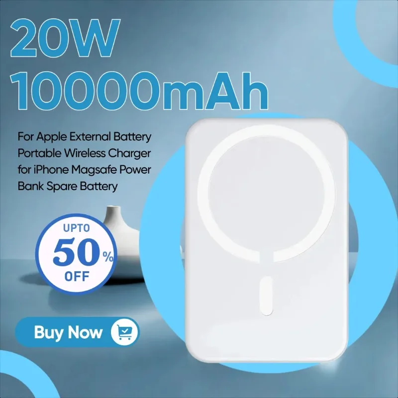 

20W 10000mAh Magnetic Powerbank For Apple External Battery Portable Wireless Charger for iPhone Magsafe Power Bank Spare Battery