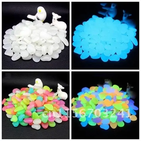 50pcs/lot Luminous Stone Glow Stones Rocks for Walkways Garden Path Patio Lawn Garden Yard Decor Glow in the Dark Garden Pebbles