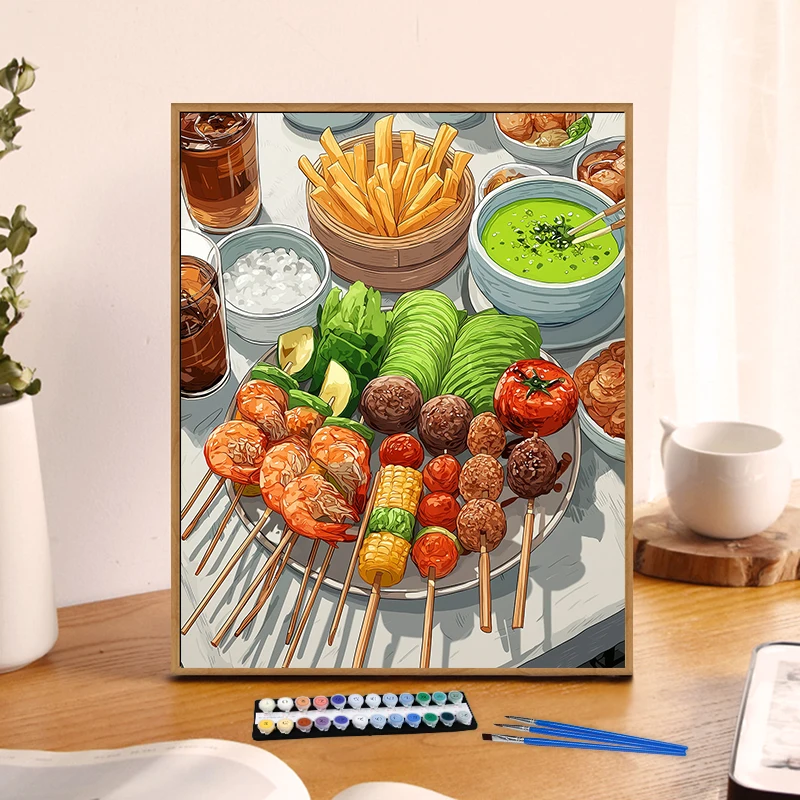 

Painting By Numbers Beautiful Afternoon Tea Anniversary gift on Digital Painting Canvas Acrylic Paint Image Digital Coloring