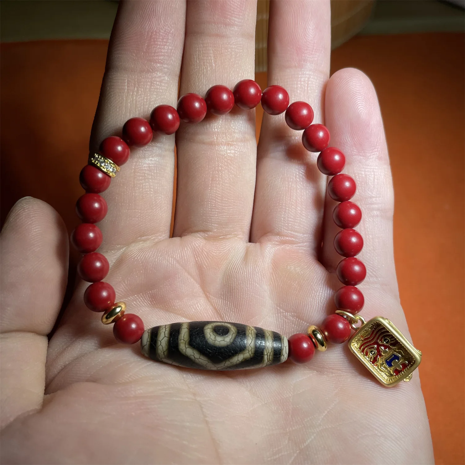 1pcs/lot Natural Three-Eyed Agate 30×10mm Dzi Bracelet Serve with sea bamboo coral Beautifully pretty Ethnic style jewelry