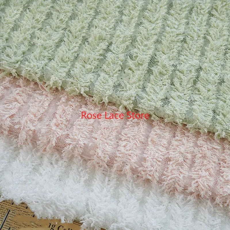 

Винтажная полосатая кружевная ткань с кисточками, цветочная вышивка, ткань для свадебного платья, вечернее платье, платье для девочек