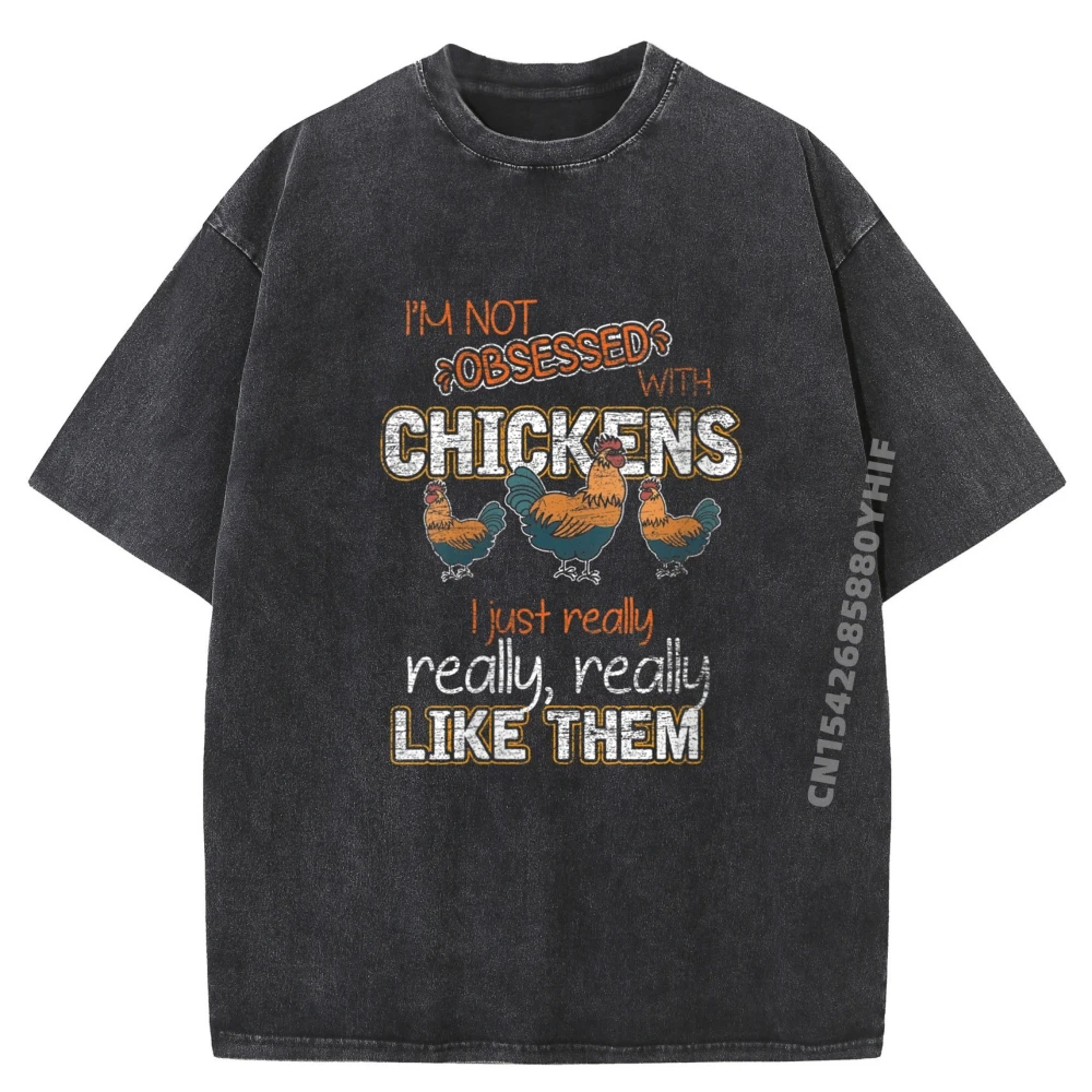 

Farmer Farm Animal I Just Really Like Chicken Shirt Graphic Tee Vintage Washed T Shirts Mens Comfortable Clothes