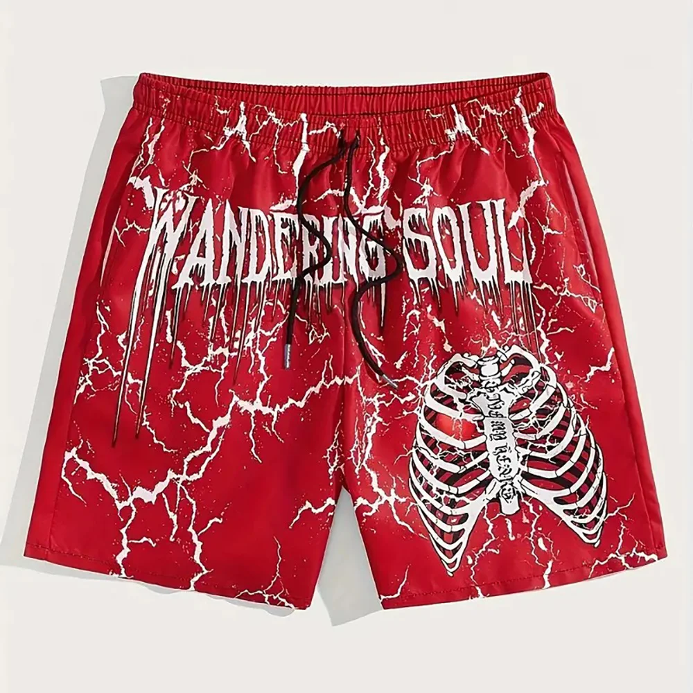 

Летние мужские шорты со скелетом, детские модные пляжные шорты, дышащие шорты для мальчиков, повседневные шорты для взрослых, повседневная уличная одежда