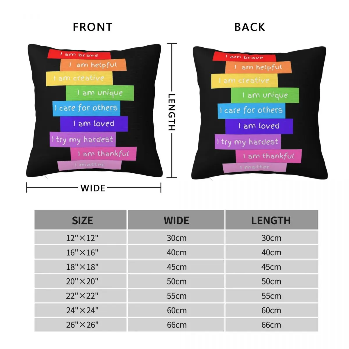 Positive Affirmations For Kids Square Pillowcase Polyester Linen Velvet Pattern Throw Pillow Case Car Cushion Cover Wholesale