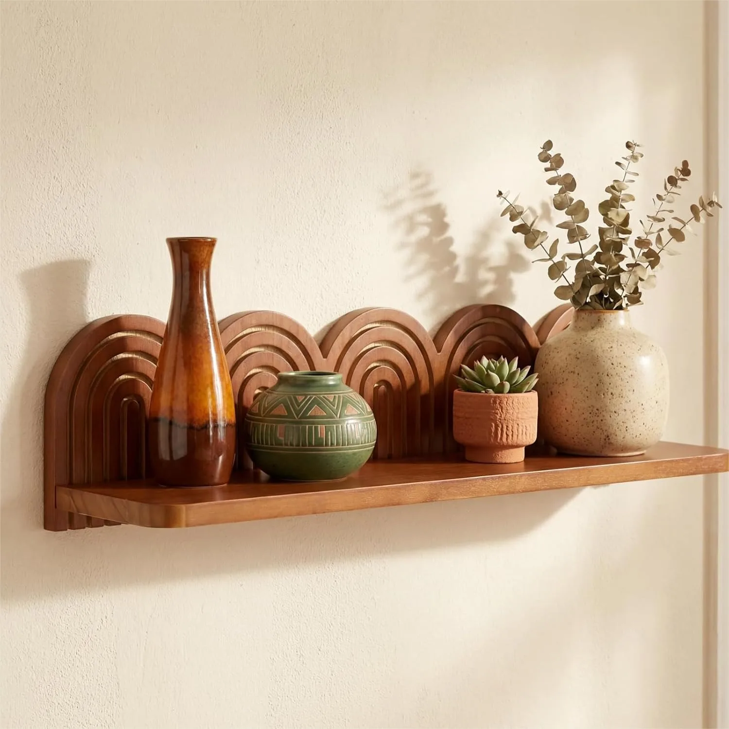 

Wood Wall Coat Rack Boho Wall Shelf Mid-Century Modern Wooden Mount Altar Decor For Bathroom Bedroom Office Nursery Entryway Organize 22 X 5.5 X 4.5 Inch Charcoal 1 Pcs