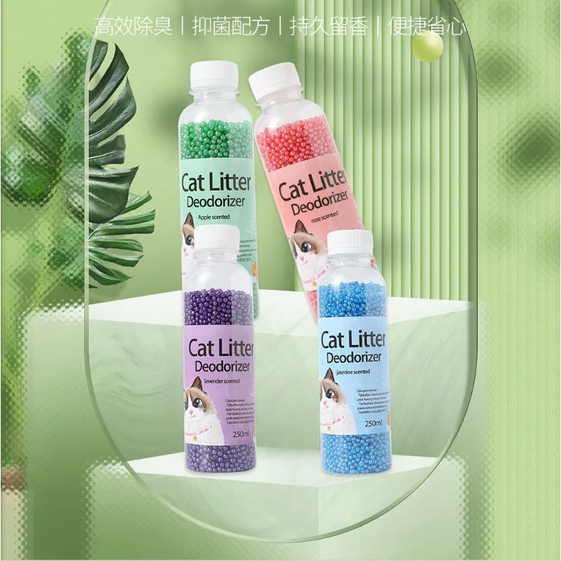 

Cat Litter Deodorizing Beads, Mixed Cat Litter Deodorizing Companion, Multiple Flavors Available, for Home Use, 250ml/Bottle