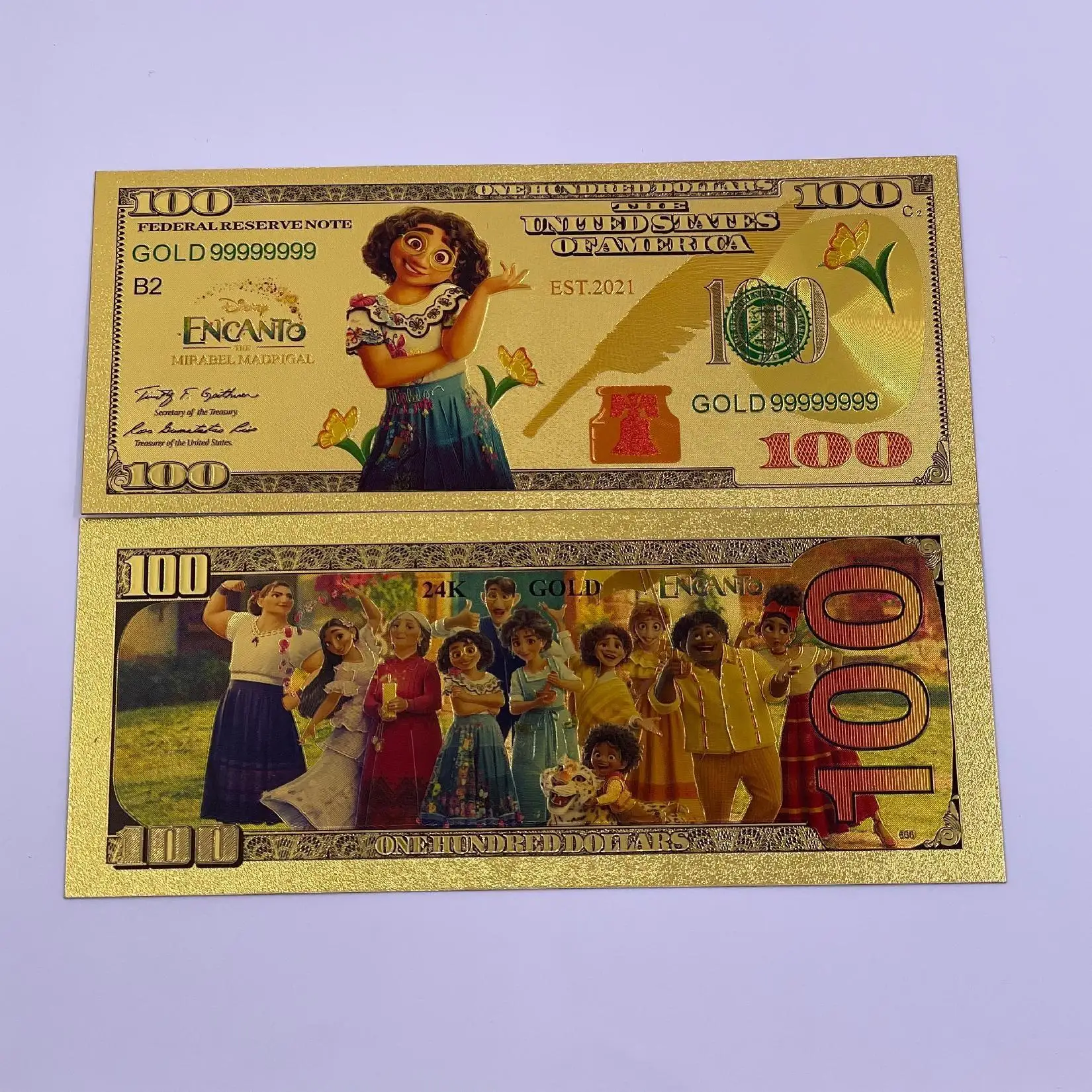 Miniso 2 Design Encanto  gold banknote American animated fantasy musical comedy film magic PET for fans collection gift