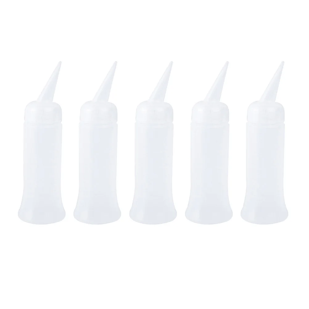 

5pcs Plastic Applicator Leak-Proof Squeeze With Scale Hair Dyeing Perming Shampoo Use Empty Measuring Bottle For Salon Lab Use