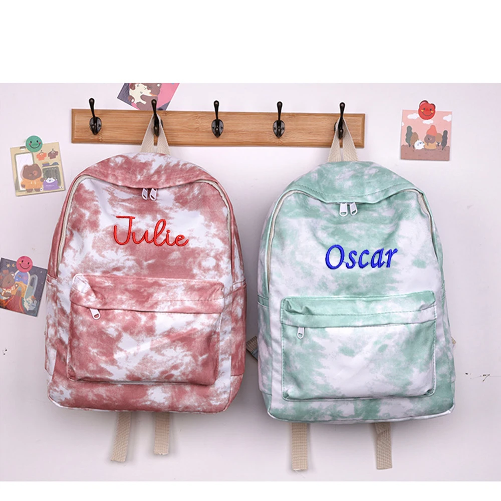 Customized New School Bags Personalized Name Embroidery Large Capacity Nylon Student Backpack Adult Children Travel Bags