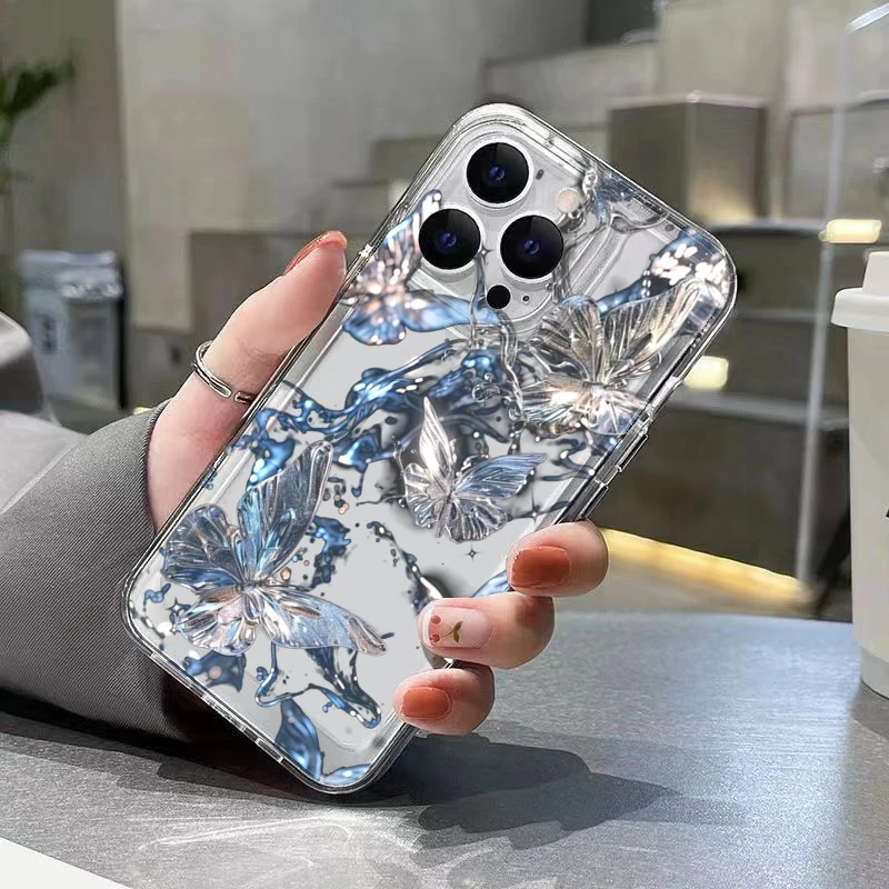 Luxury 3D Butterfly Clear Phone Case For iPhone 17 16 Pro Max 15 14 13 12 11 XS X XR 7 8 Plus 16E Air Soft TPU Protective Cover