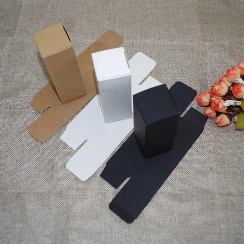 100pc/lot 2x2  2.5 x2.5  7.5x ~ 18 Brown/white/black Kraft Paper Gift Box Lipstick Perfume tube pen Bottle Packing Boxes