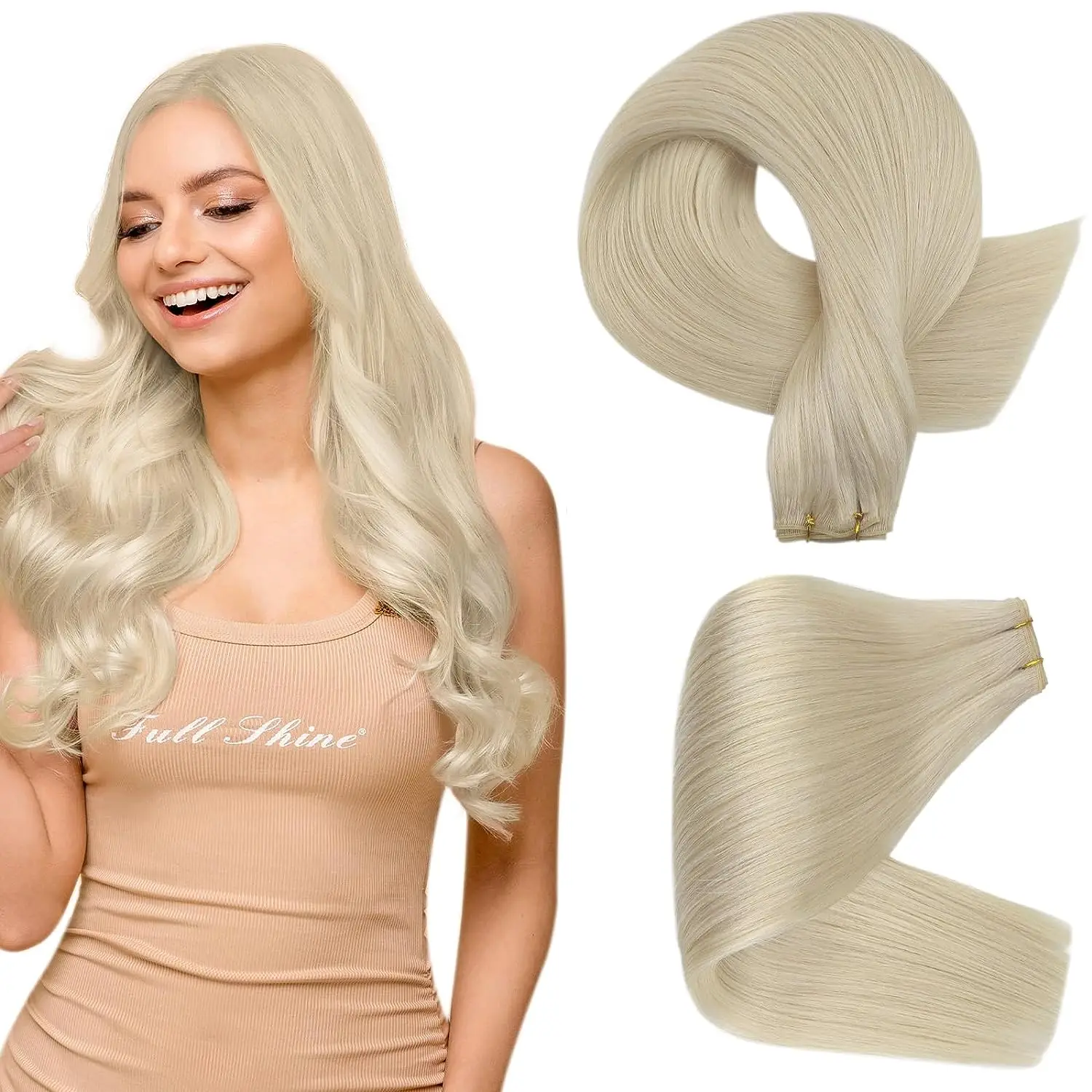 [NIEUW] Full Shine Genius Inslag Hair Extensions 100% Remy Menselijk Haar voor Vrouwen Natuurlijke Onzichtbare Hair Extensions Menselijk Haar Bundels