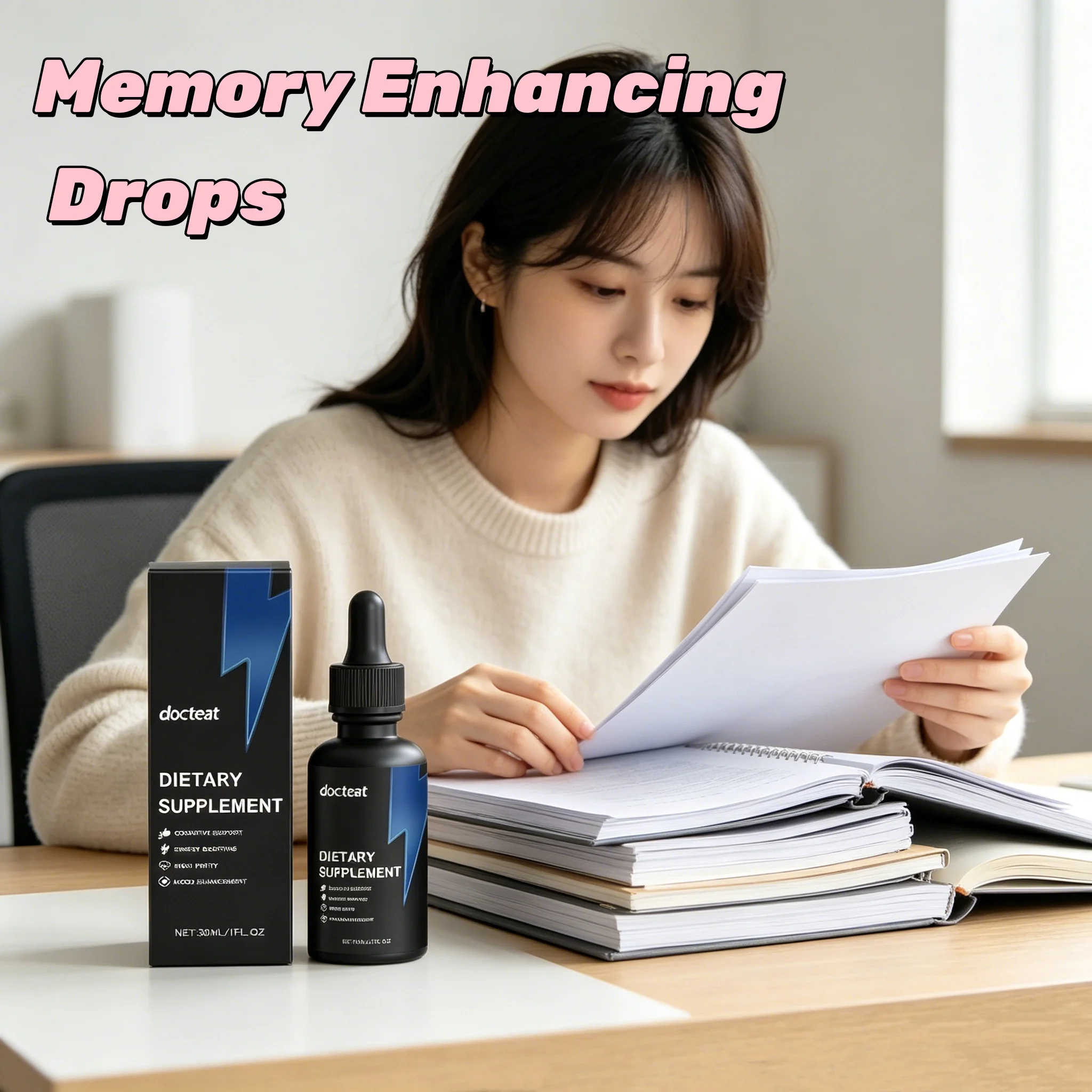DOCTEAT Herbal Brain Health Drops, Sharpen Mental Performance, Prevent Memory Loss, Support Long-term Brain Care