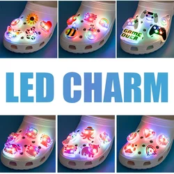 5PCS LED Clog Shoe Charms Cute Animal Duck Gamepad Pig Black Cat Shoe Buckle Accessories Pins for Women Men Cute Shoe Decoration