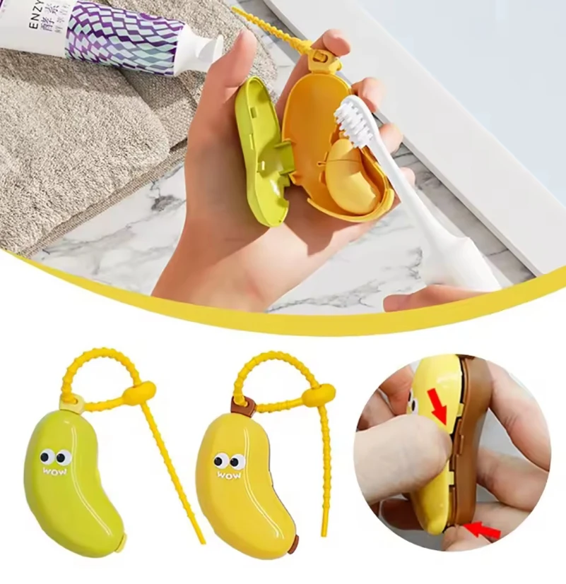 

Чехол для зубной щетки типа «банан» для хранения, портативный защитный стиль для путешествий, незаменимый домашний органайзер, пылезащитный с защитной крышкой