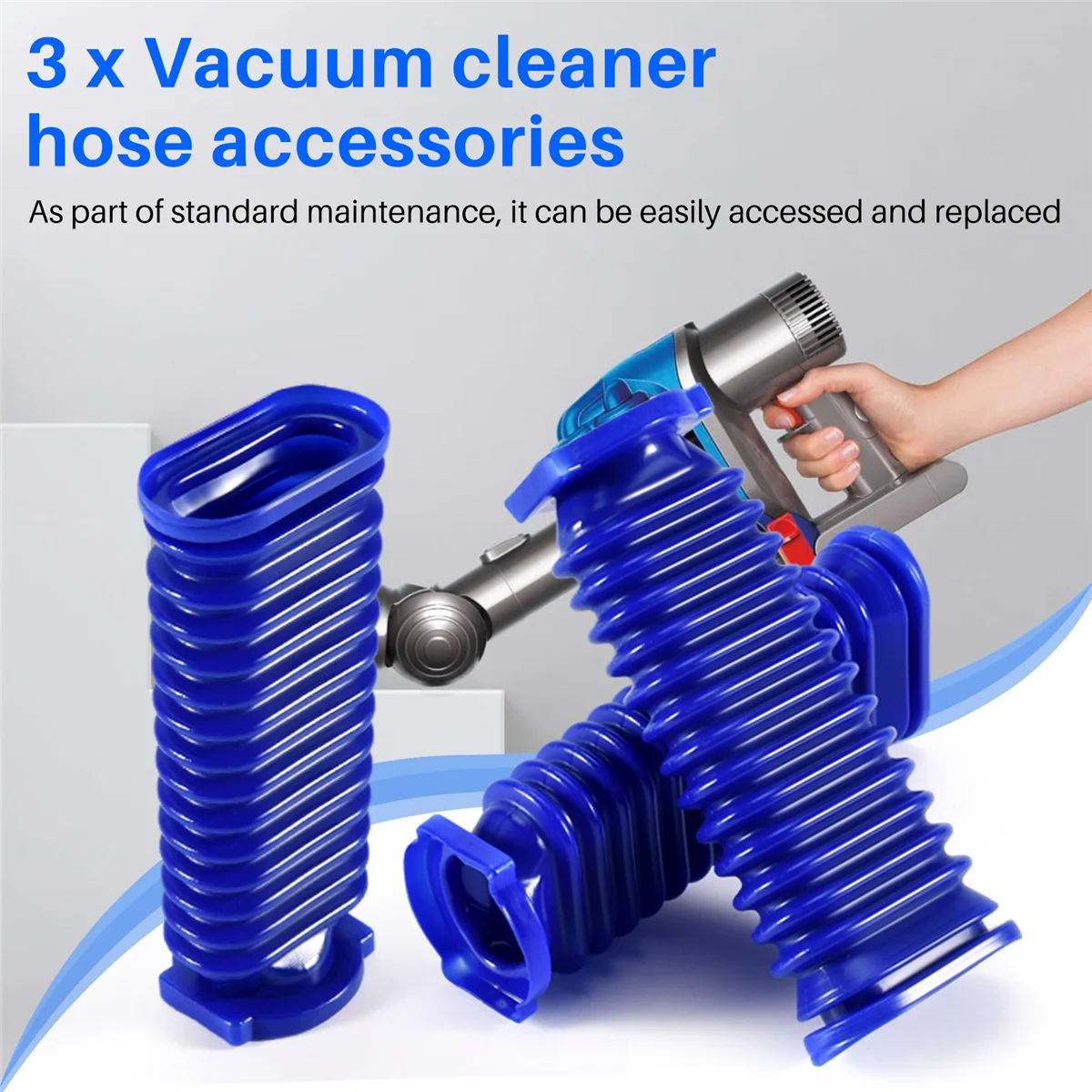 3Pack Drum Suction Blue Hose Fittings for Dyson V6 V7 V8 V10 V11 Vacuum Cleaner Replacement Parts