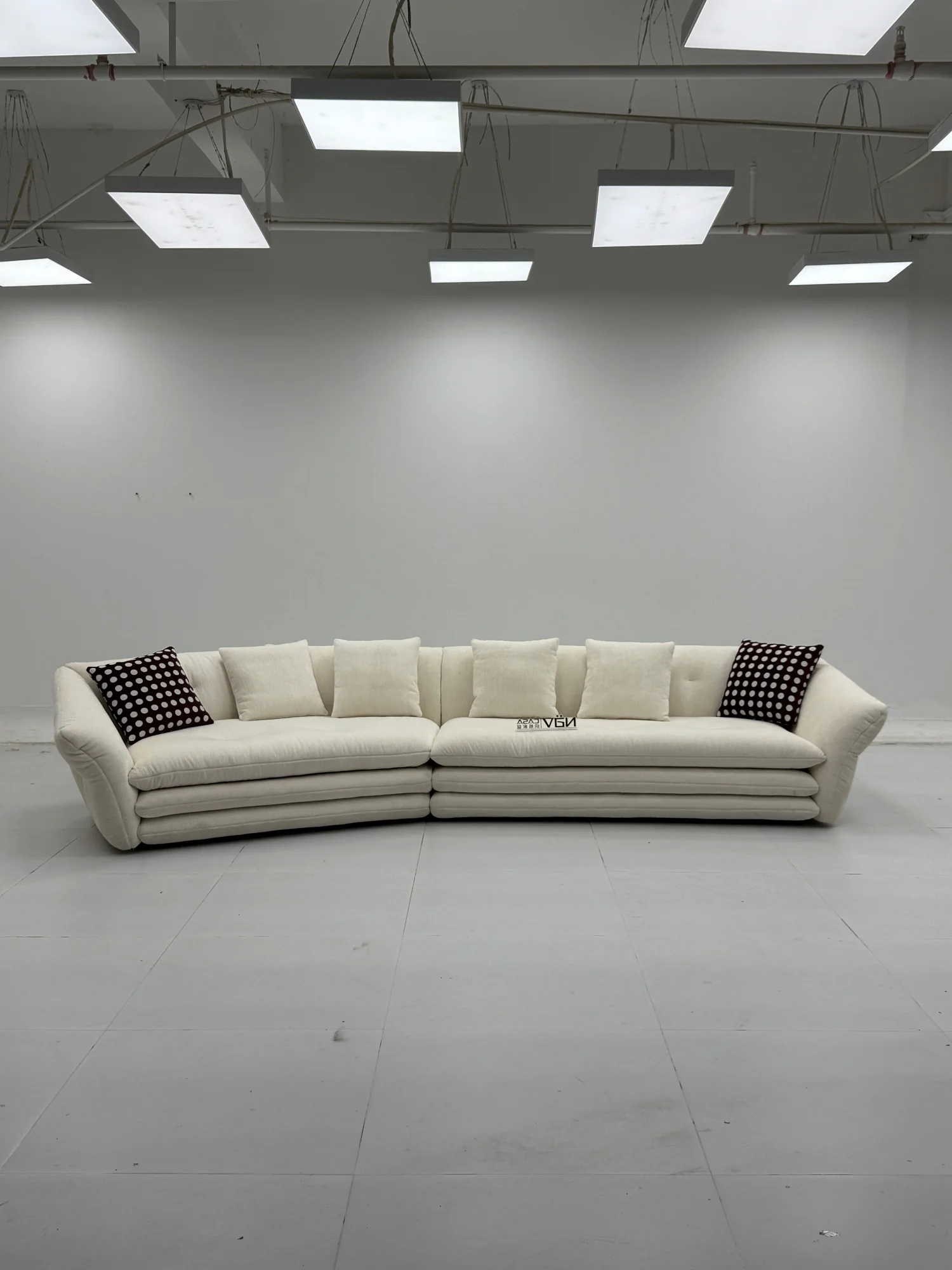 Ivory Velvet Slouchy Modular Sofa With Corner Flared Wing Armrest Scatter Pillows Deep Seat For Living Room Villa Bedroom