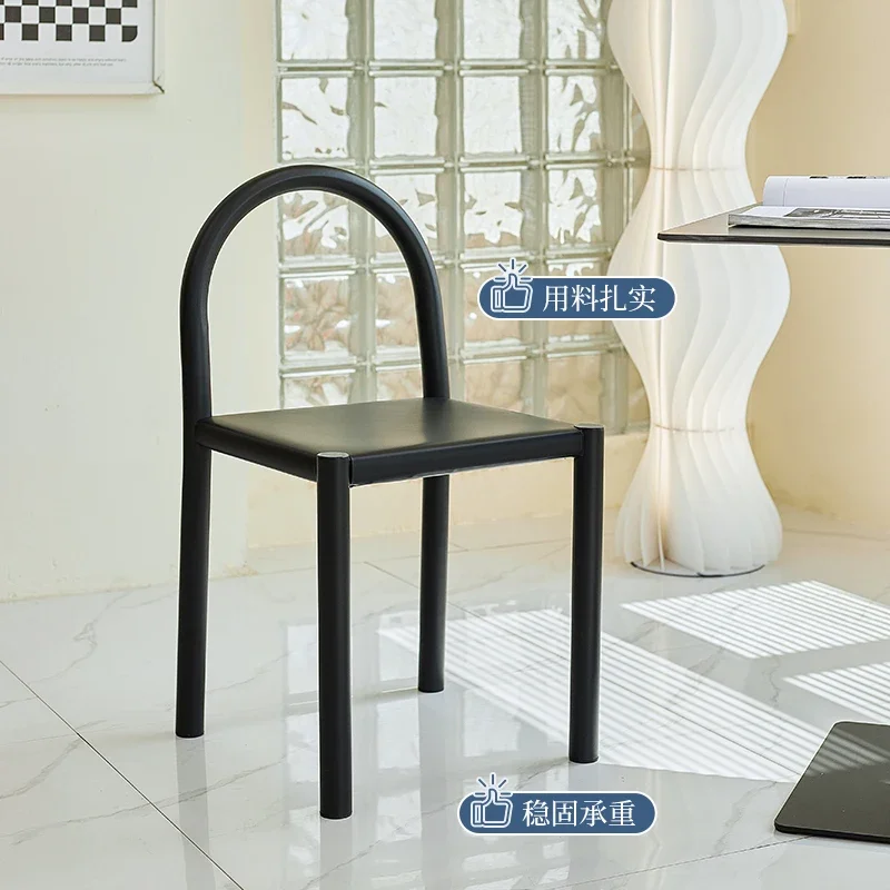 Simple modern saddle leather dining table and chairs Nordic home back chair, milk tea shop casual chair