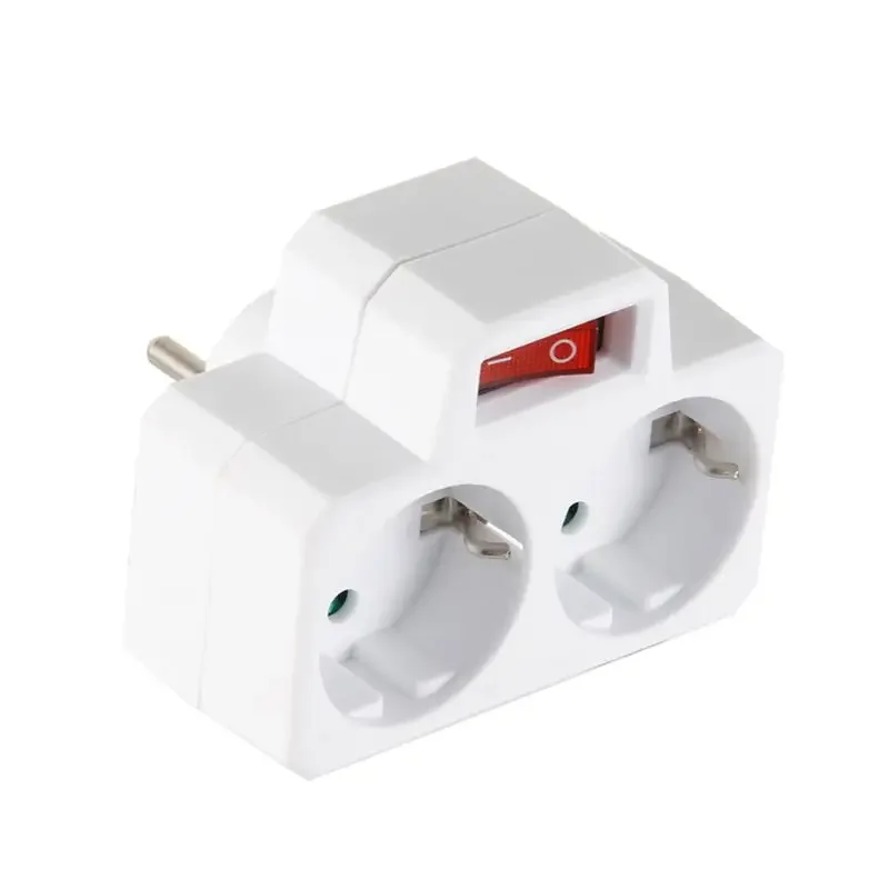 Tomada de conversão soquete duplo com tomada Plug Switch, padrão da UE, 250V, 16A, Q84D