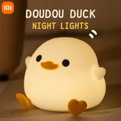 Xiaomi led night light bonito duoudou pato silicone lâmpada para crianças criança sensor de toque cronometragem usb recarregável luz suave cuidados com os olhos