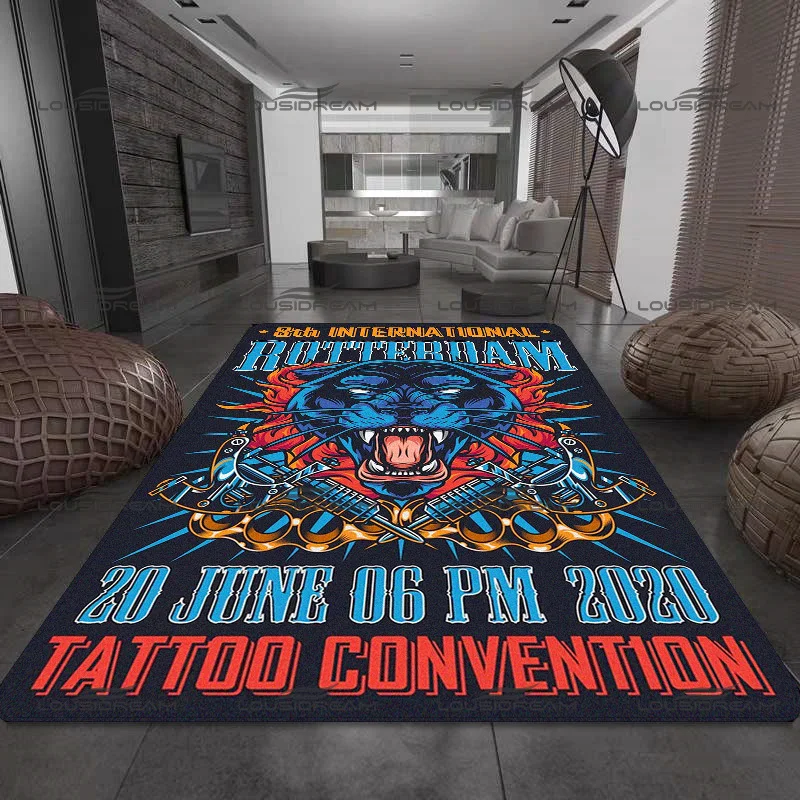 Ferocious Animal Decorative Carpet Square Flannel Tattoo Pattern Rugs Modern Home Living Room Floor Mats Bedroom Carpet