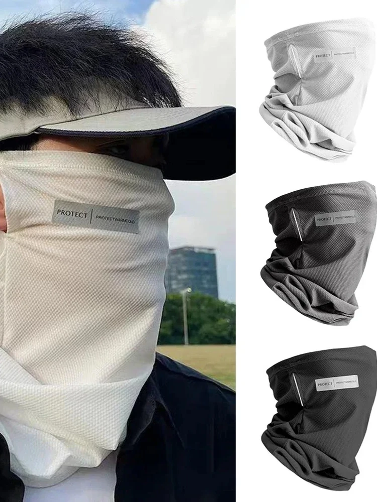 AliExpress NONE Outdoor UV Protection Ice Silk Mask Sunscreen Face Cover Neck Wrap Unisex Anti-UV Scarf Cycling UV Mask Ear Hanging Neck Scarves