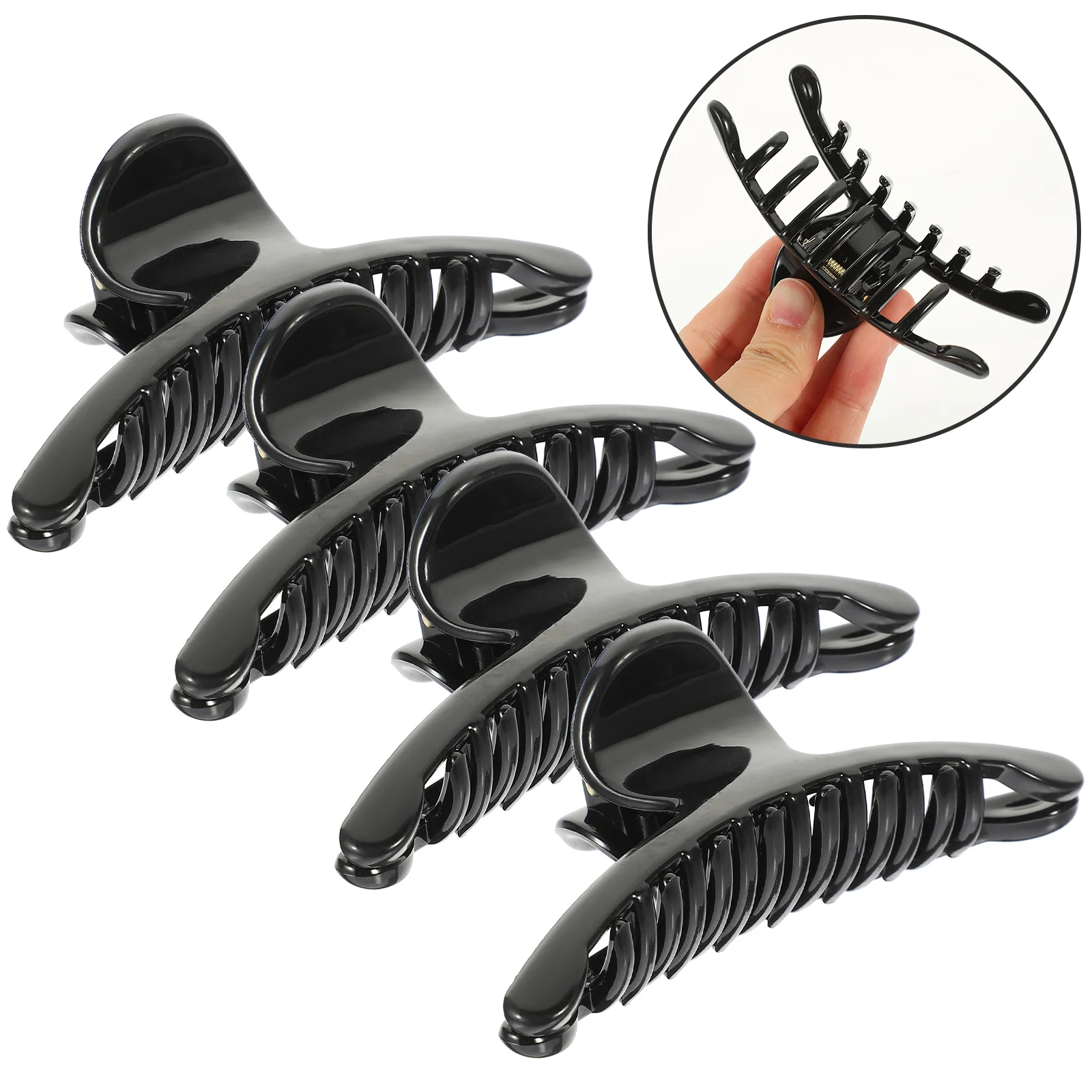 4pcs Women Plastic Large Clip Hair Claws Jaw Hairgrip for Women and Girls (Black) claw clips hair claw clamp