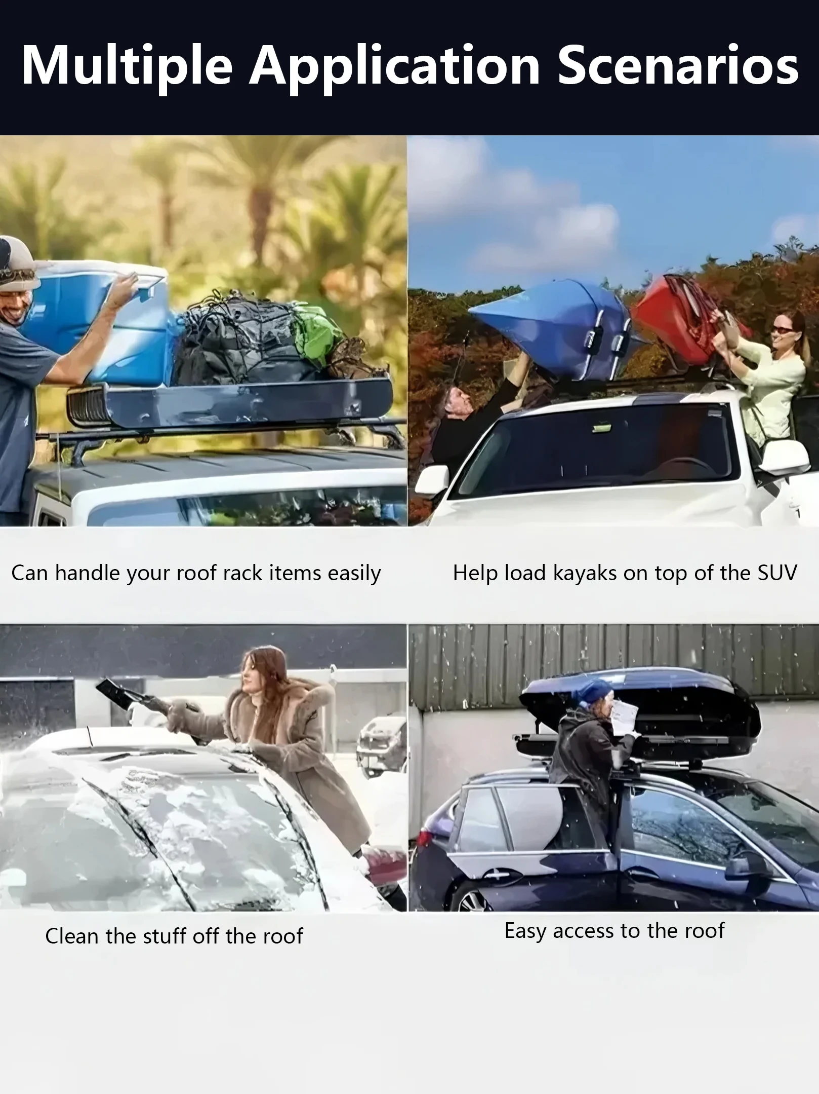 Składana aluminiowa stopka do drzwi samochodu (dostęp do dachu) – kompatybilna z sedanami, samochodami sportowymi, pojazdami terenowymi i innymi modelami.