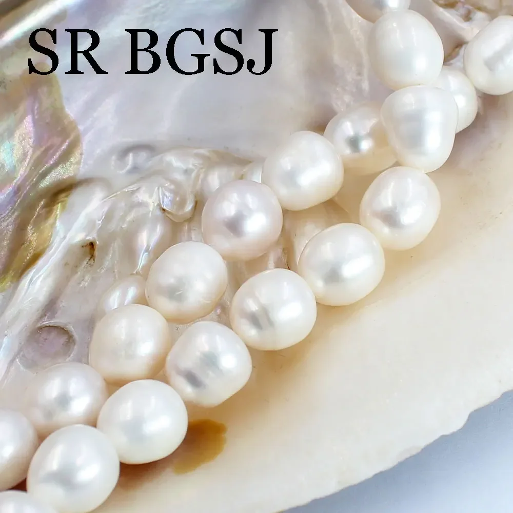 

12-14MM Big White Freshwater Rice Olivary 100% Natural Pearl Beads for Jewelry Making DIY Bracelet Necklace Accessories