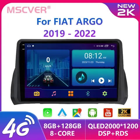 피아트 ARGO 2019-2022 자동차 라디오 멀티미디어 비디오 플레이어, 네비게이션 GPS 스테레오 헤드 유닛, DVD 와이파이, 2 Din, 안드로이드 13