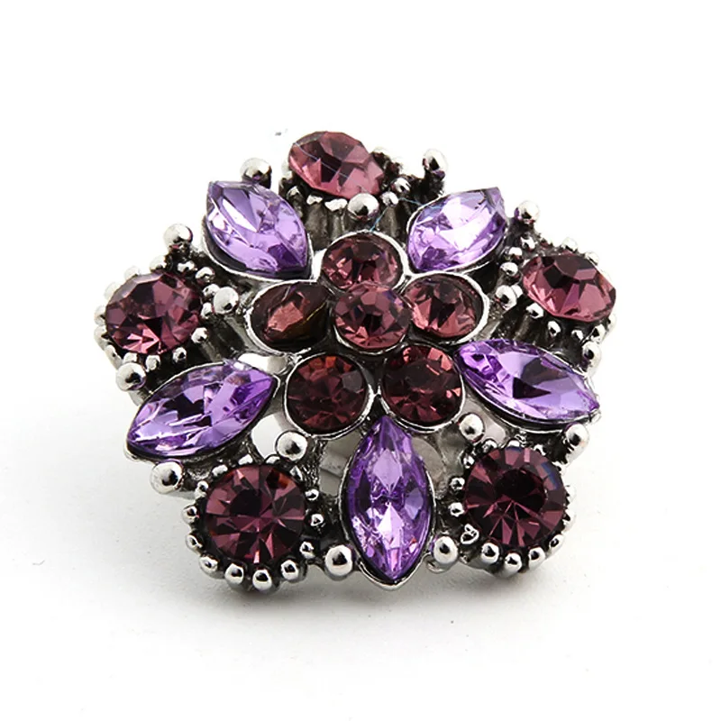 Hot Component 040 Crystal 18mm Metal Snap Button For Bracelet Necklace Interchangeable Jewelry Women Accessorie Findings