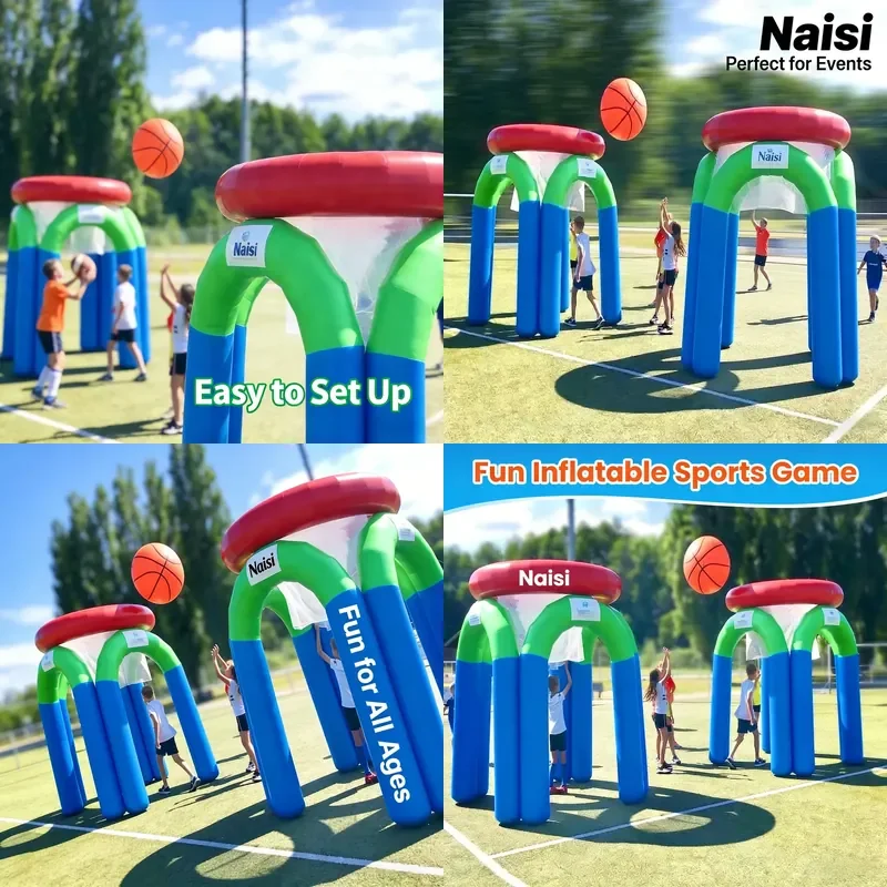 Commercial Inflatable Basketball Toss Game with Blower and Balls Durable Air Tight Target Set for Kids Adults Outdoor