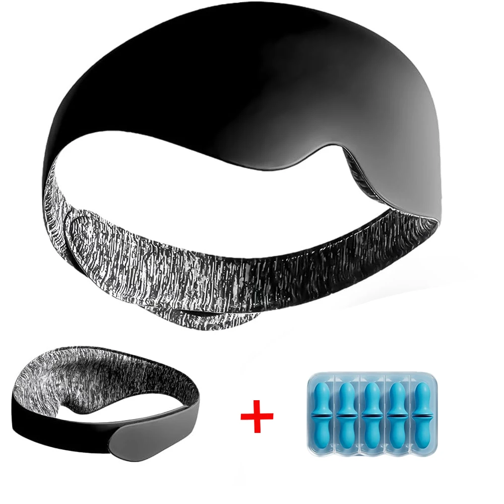 3D Contour Cup Sleep Mask With Noise Ear plug, Light Blocking Night Mask,Protable Eye Cover for Travel Flight Nap
