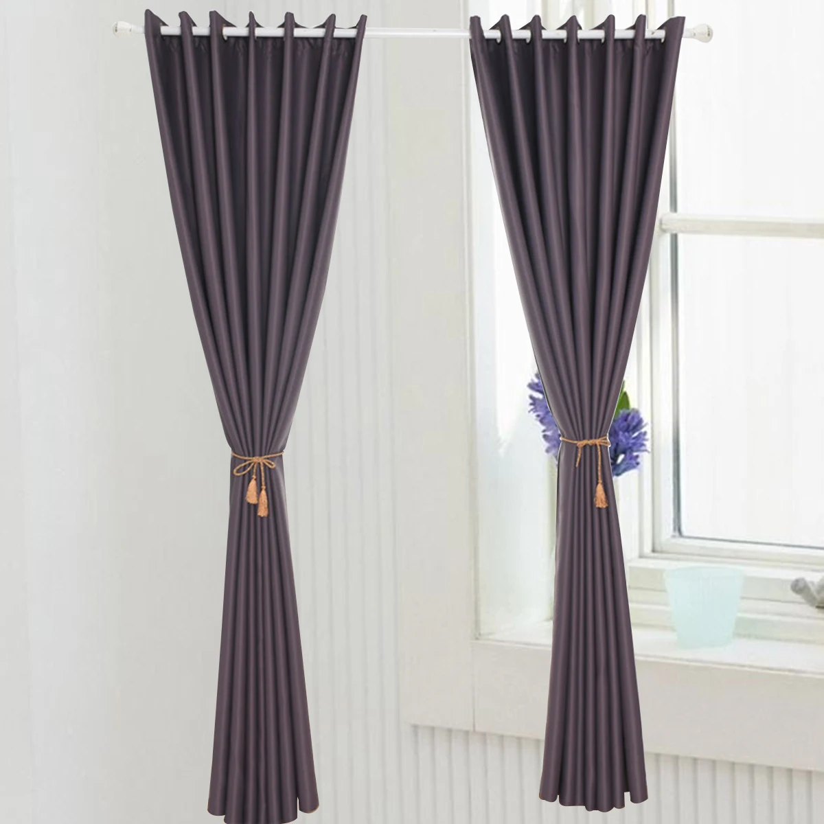 

Textured Thermal Insulated Blackout Curtains Window Drapes Pair Size 100x130 Wine Darkening Window Decor