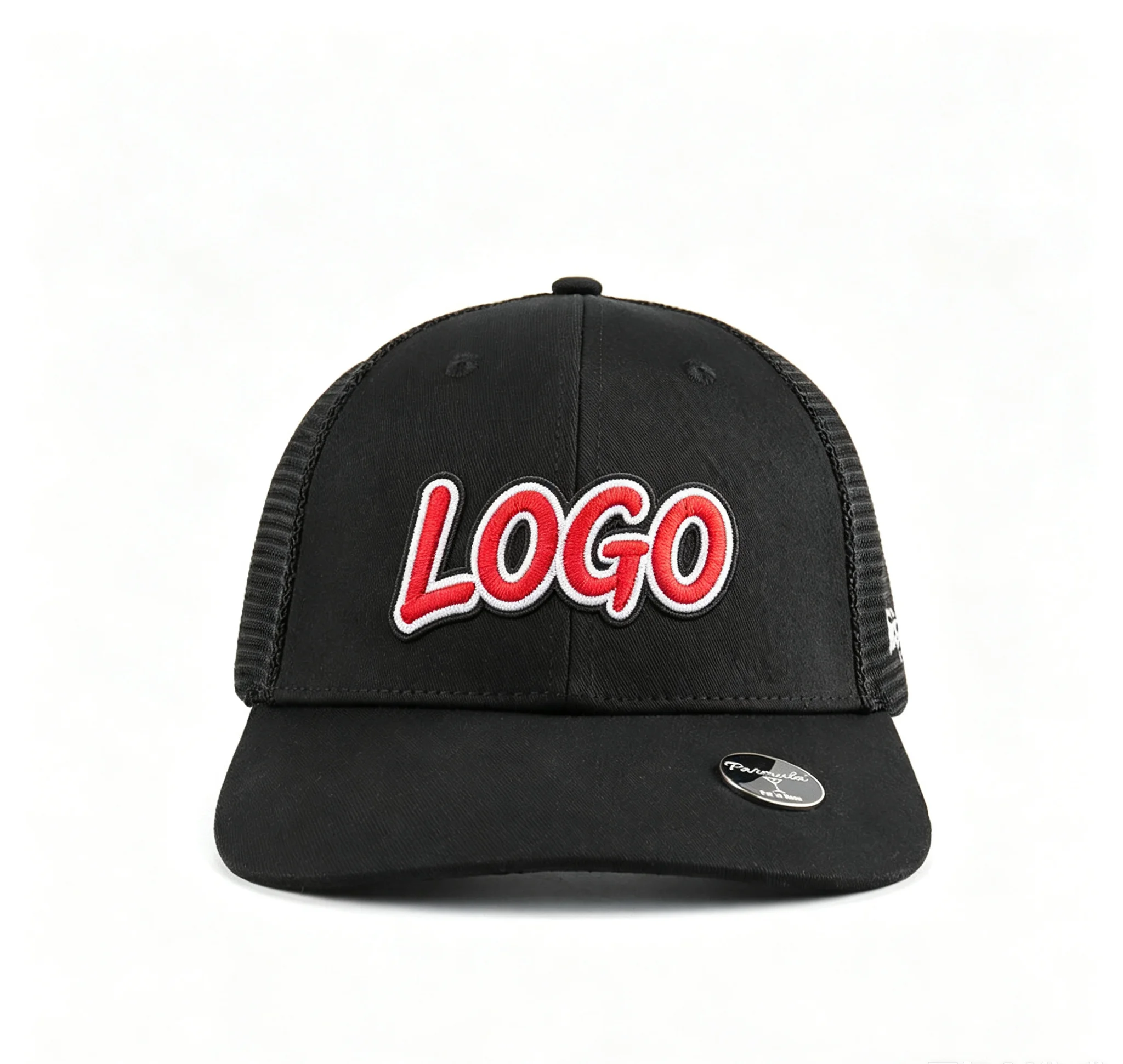 Custom Cotton Flat Embroidered Logo Magnetic Golf Ball Pen Truck Driver Hat Breathable Lightweight Hard Panel 112 Mesh view 2