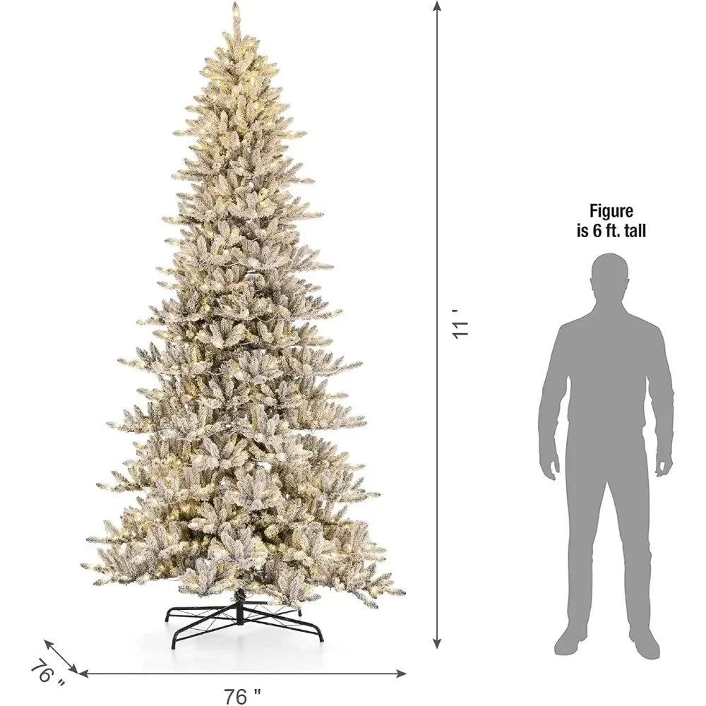 11ft Artificial Christmas Tree, W/Easy Assembly Metal Stand , Holiday Decoration,Artificial Slim Fir Christmas Tree