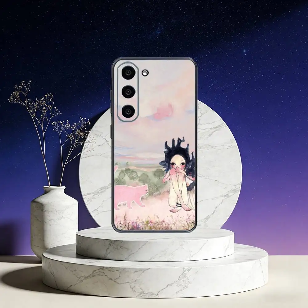 حافظة هاتف A-Art A-Aya T-Takano لهاتف سامسونج جالاكسي A73، A72، A71، A70، A53، A52، A51، غطاء أسود ناعم آخر