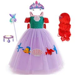 Mermaid Costume For Halloween Purim Girls Princess Ariel Cosplay Outfits Children Birthday Surprises Gift Cartoon Sets