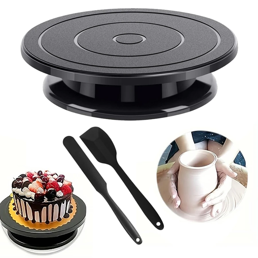 Ensemble de platines à gâteaux 3 pièces, fournitures de décoration de crémaillère à gâteaux de 11 pouces, support de plateau tournant de peinture rotatif