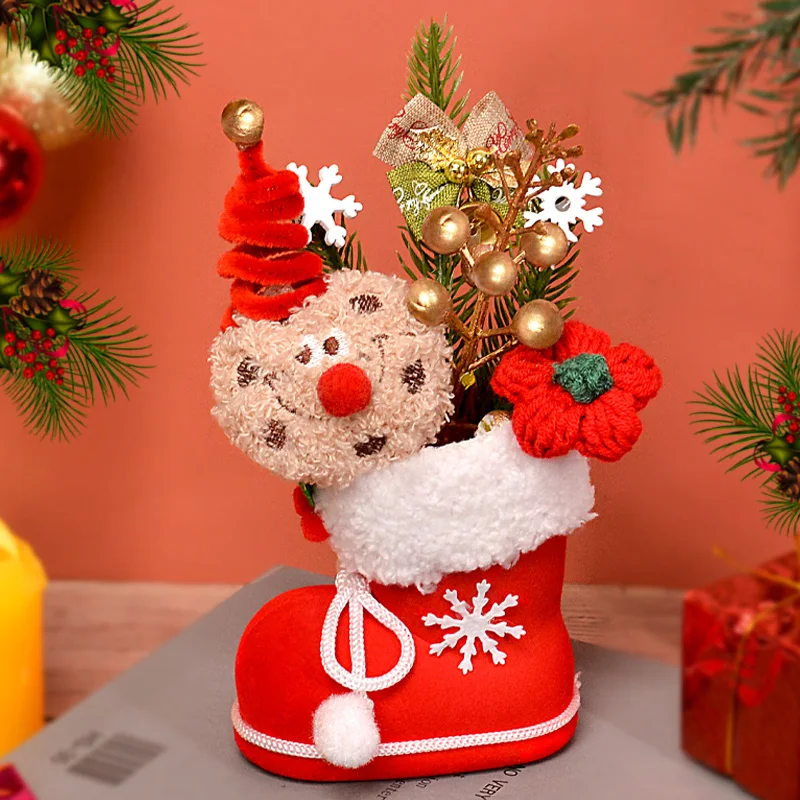 Christmas Bouquets Gifts Strawberries Bears Elk Clowns Cookies Yarn Flowers Finished Christmas Artificial Flower Home Decor