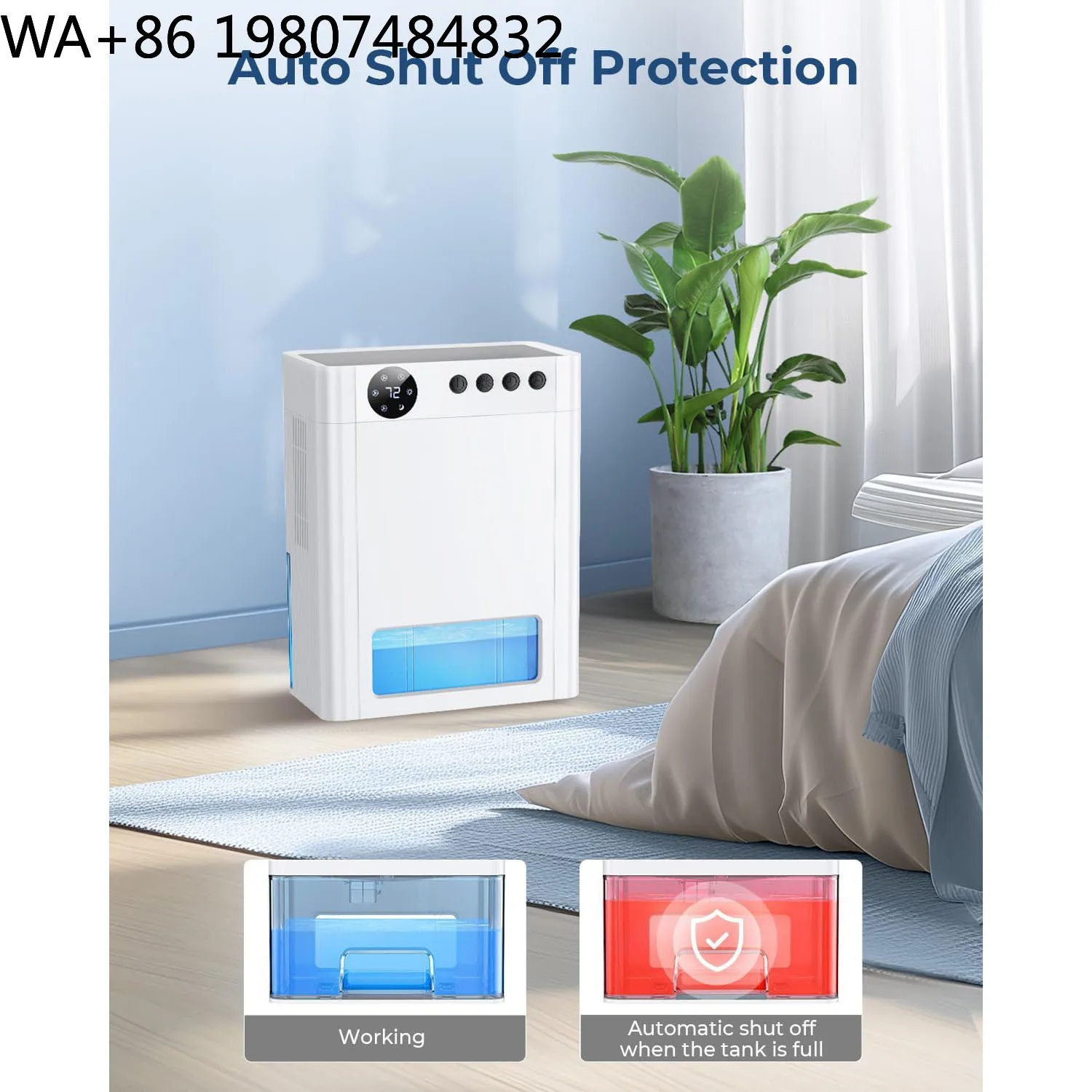 Large Capacity Removable Tank Portable Desiccant Damp Absorber Smart Humidity Adjust Quiet Dryer For Living Room Wardrobe