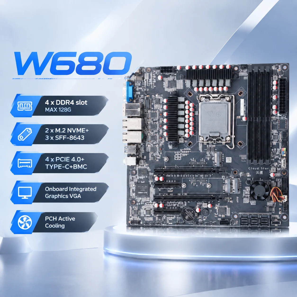 W680 Motherboard Intel W680 LGA1700 Support DDR5 RAM Dual M.2 NVME WIFI i3 i5 i7 12/13/14th CPU 4*2.5G LAN Type-C HDMI DP NAS