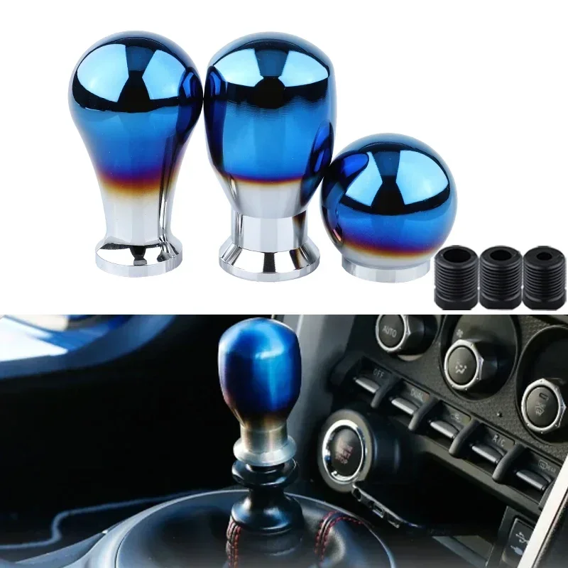 3 universal fashion baked blue burn titanium aluminum sports racing interior accessories Shift knob shift lever head rod