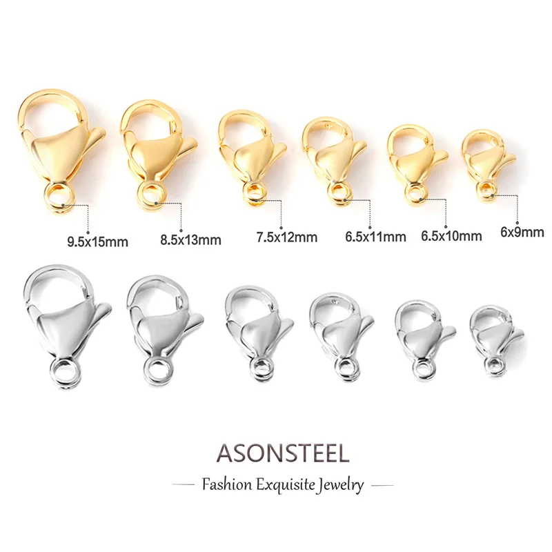 

ASONSTEE 100 шт./лот, застежка-лобстер из нержавеющей стали, застежки-когти для DIY ожерелья, браслета, цепочки, фурнитура для изготовления ювелирных изделий, поставки