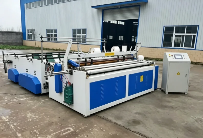 Semi Full Automatic Manual Toilet Soft Tissue Paper Roll Embossing Rewinding and Making and Producing Machine for Sale in Usa