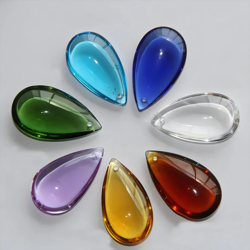 Crystal Waterdrop Glass Beads with Hole Tear Drop Glass Charm Prism Pendant Bead for DIY Jewelry Chandelier Parts Curtain Decor