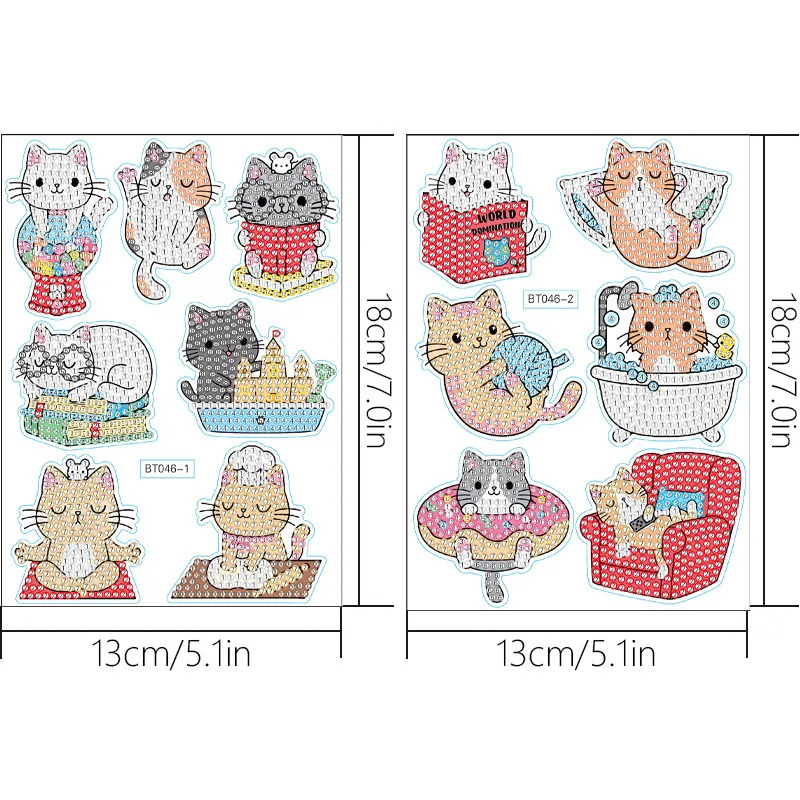 

Cartoon kitten diamond painting DIY sticker diamond wall decoration with round diamonds
