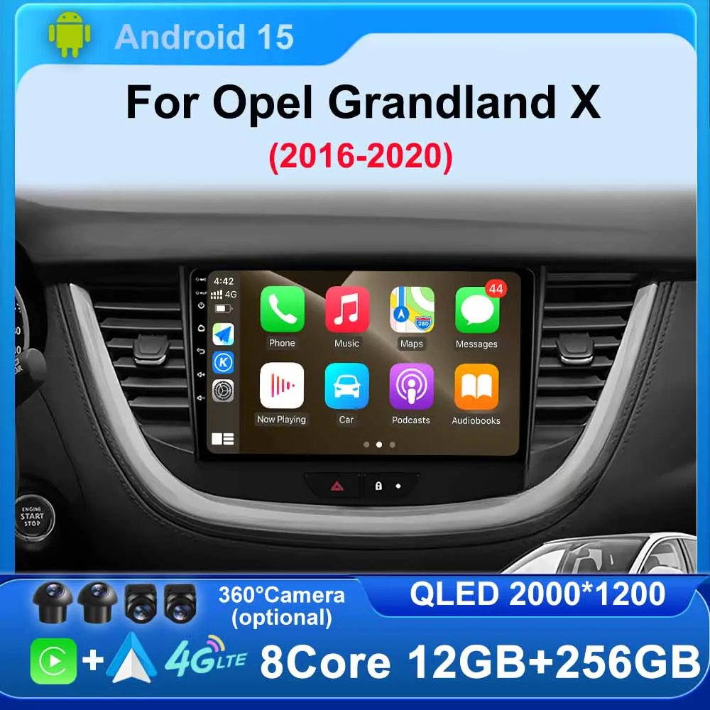 

Android 15 For Opel Grandland X 2016-2020 Carplay Multimedia Monitor Screen Stereo Radio Video Player Car GPS Navigation 4G WIFI